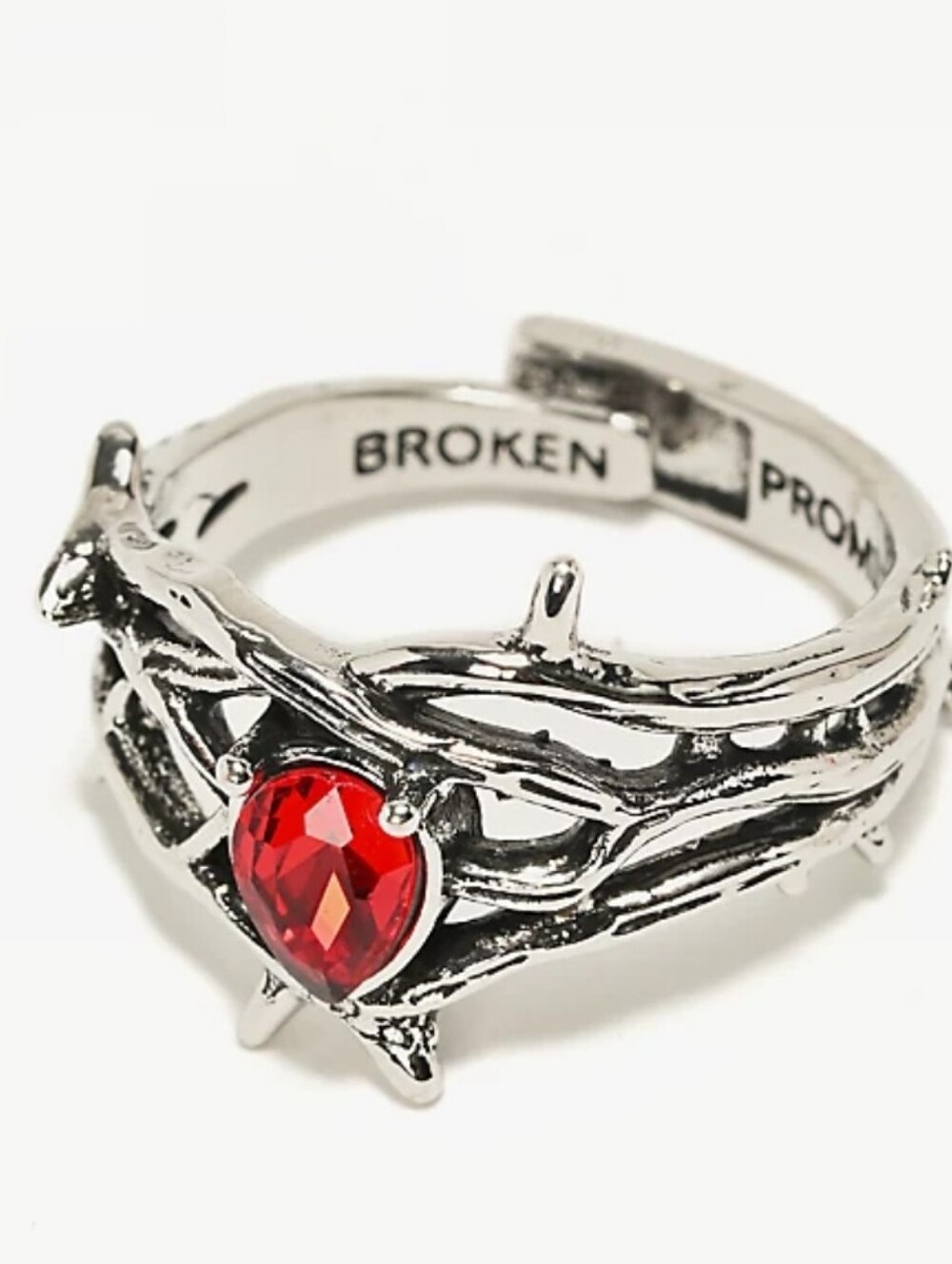 Broken Promises Thorned Iced Out Silver Ribg